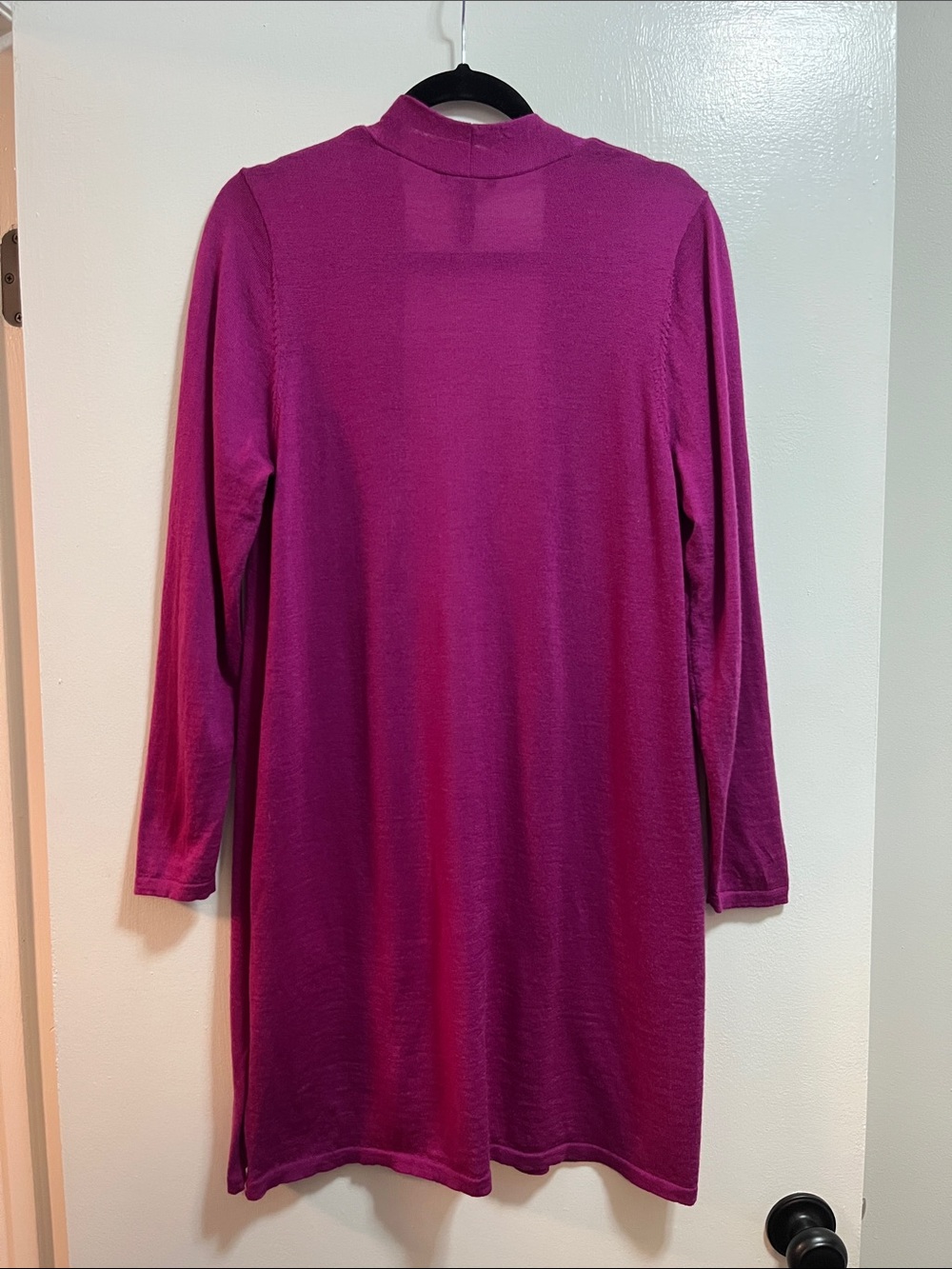 Eileen Fisher Merino Wool Long Open Cardigan - Fuchsia - Picture 4 of 4